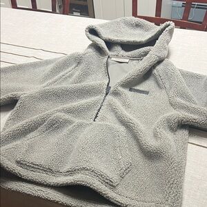 Essentials Kids Hooded Sherpa Pullover Jacket - Gray